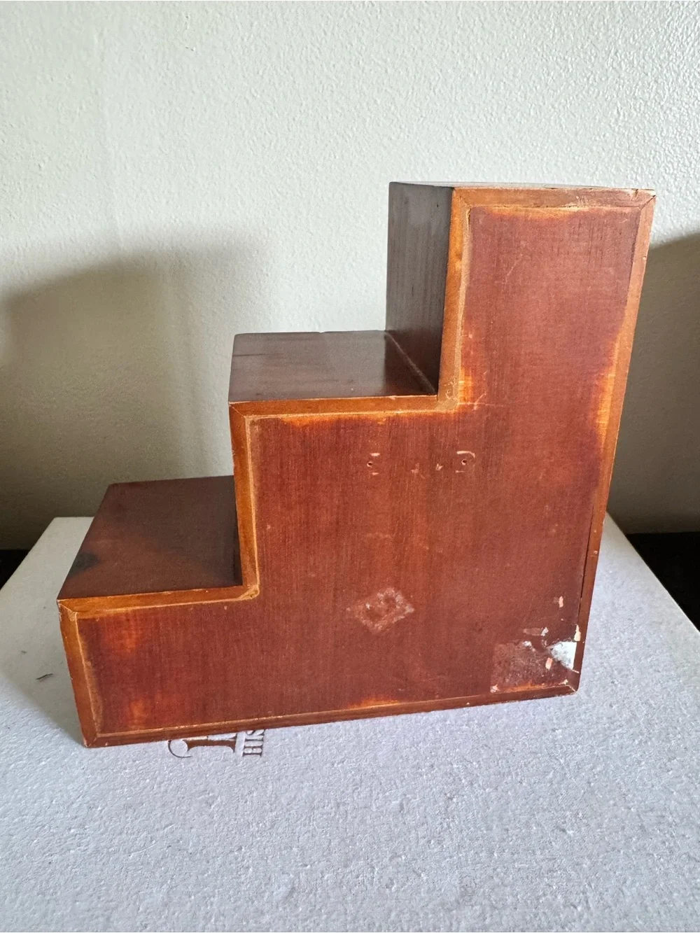 Mini Wooden Step-Style Small Storage Box in Warm Brown